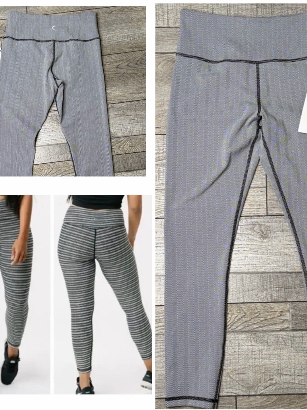 Zyia Active Black White Stripe Aztec Adrenaline 7/8 24" Leggings